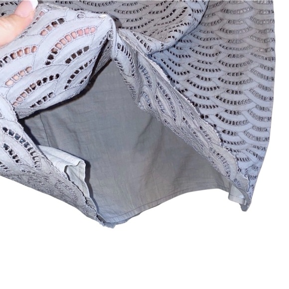 J. Crew Fan Eyelet Mini Skirt Slate Grey 6 Fairy Officecore Career Datenight - Picture 5 of 9